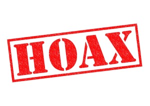 HOAX red Rubber Stamp over a white background.